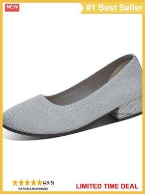 Women's Low Chunky Block Heel Knitted Round Toe Slip-On Pumps for Business